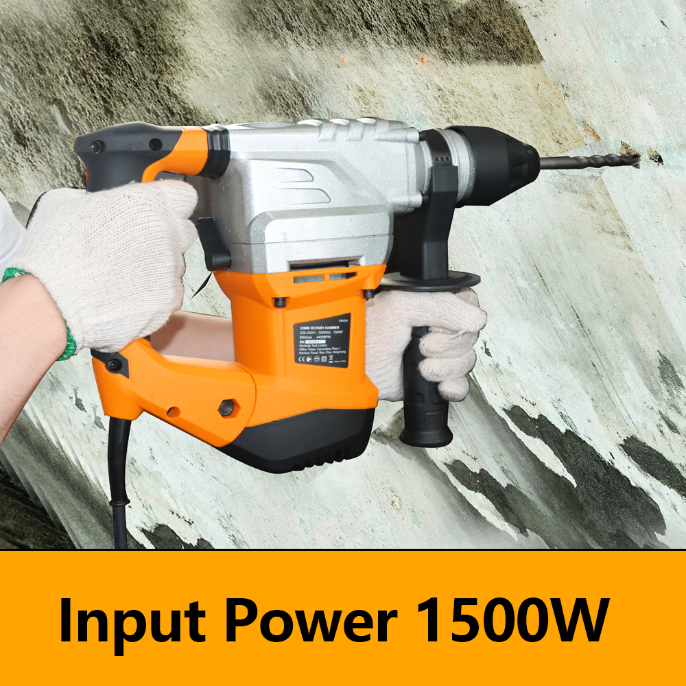 WORKSITE Industrial Quality 32mm Rotary Hammer Drill Machine 220V Power Hammer Tools Large 1500W Cord Electric Rotary Hammer