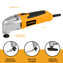 WORKSITE Multifunction Oscillation Tool Saw 8Pcs Accessories Metal Wood Sanding Cutting Cleaning 220V Electric Oscillating Tools