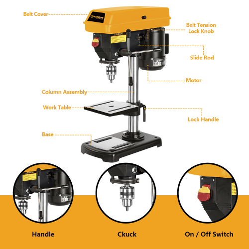 WORKSITE Drill Press Machine Industry Level Mini Bench Drill Press