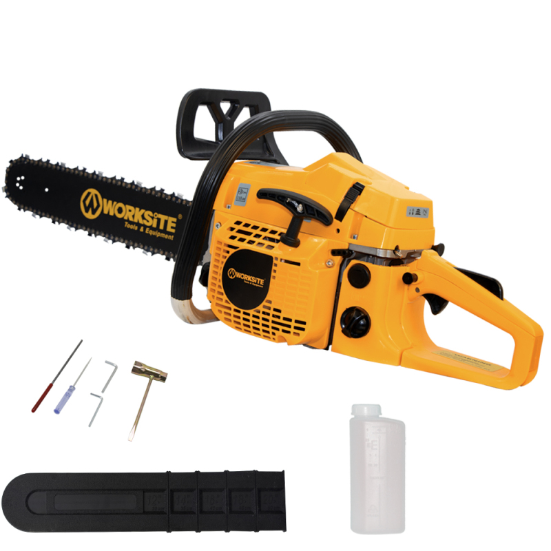 WORKSITE Heavy Duty Gas Chainsaw Machine Tree Cutting Wooden Cutter Handheld Power Saws 52cc Stainless Steel Gasoline Chain Saw