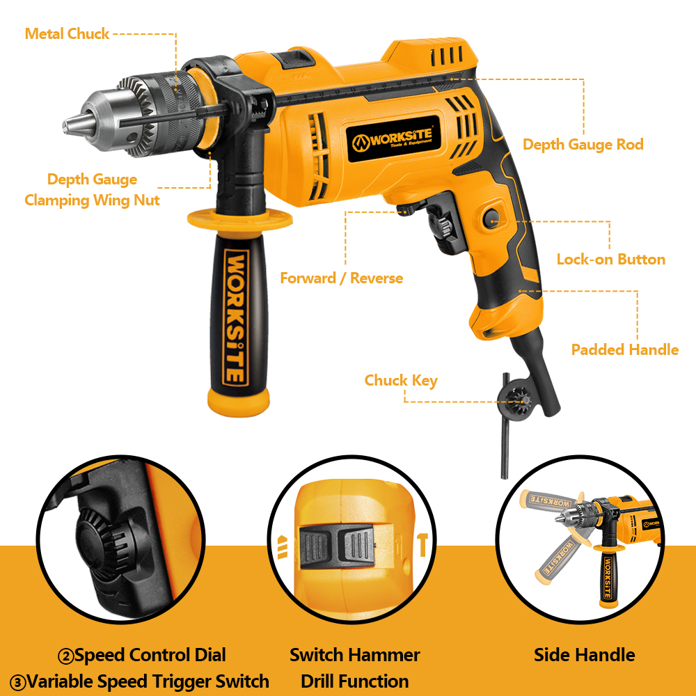 Electric Impact Drill 110V Hand Impact Drill 710W Impact Drill Power Tools Wood Steel Drill Impact Drill Machine Power Tools 1/2 Industrial Impact Drill Electric Hand Impact Cordless Drill Tool Machine 13mm Impact Drill Diamond Electric Impact Drill Tools