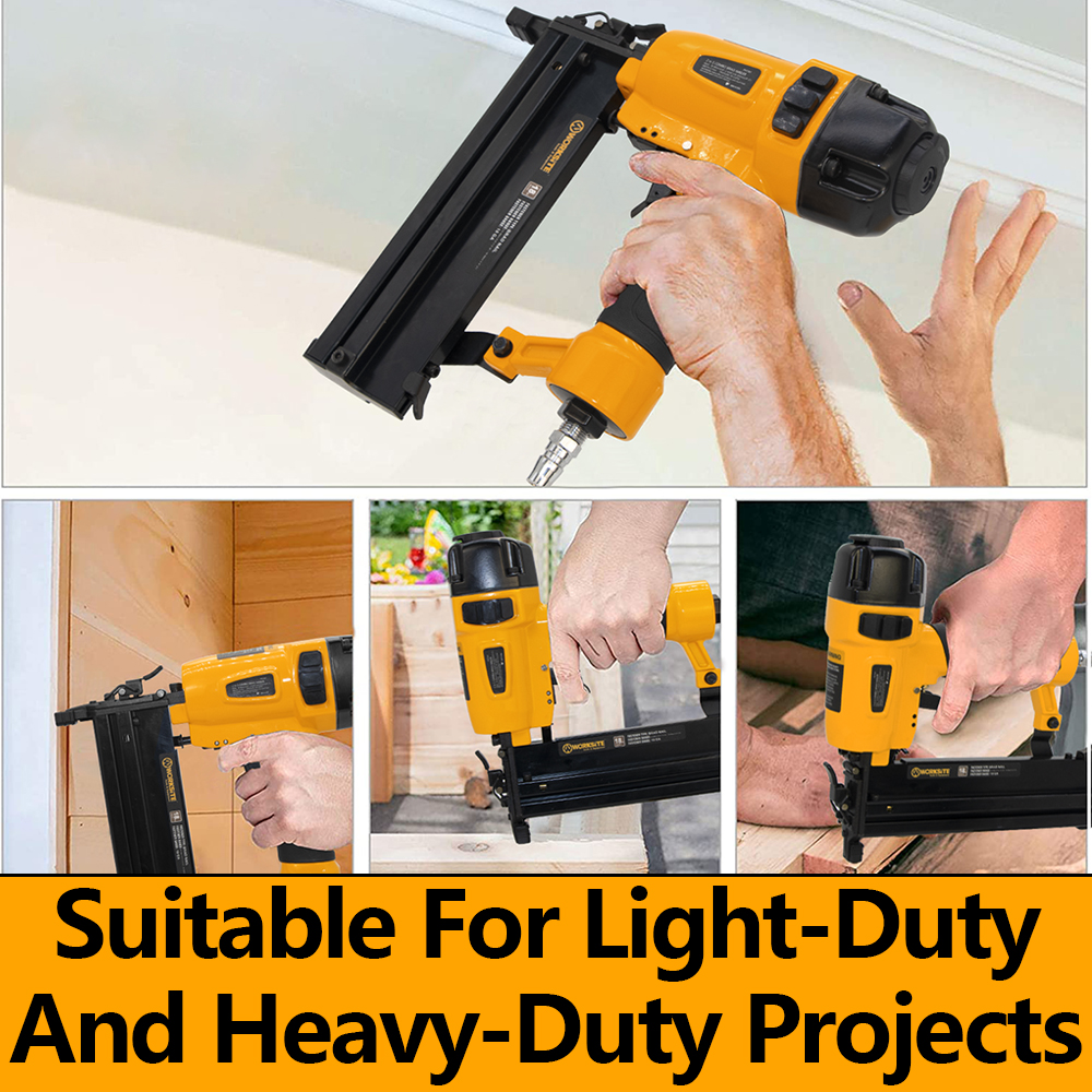 WORKSITE Air Nailer Stapler 2 In 1 Nail Gun Furniture Floor Wood Concrete Roofing Palm 18 Gauge Portable Pneumatic Brad Nailer