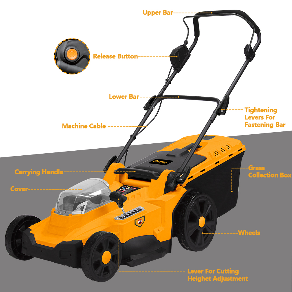 WORKSITE 2 Battery Lawn Mower Plastic 55L Garden Mower Grass