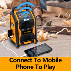 WORKSITE Jobsite Radio Cordless Tools 20V Lithium ion Battery Portable Mini Construction Cordless Jobsite Working Radio