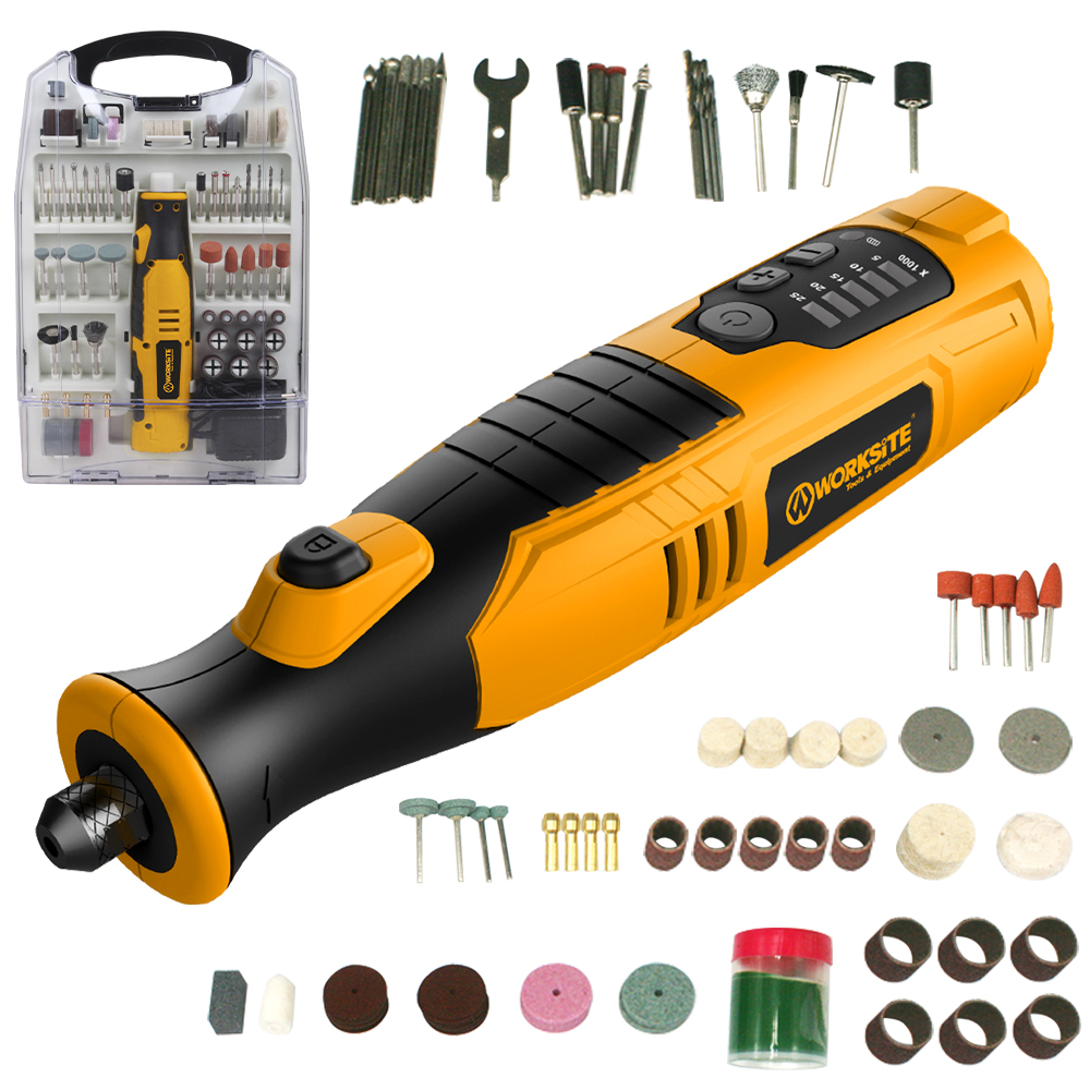 WORKSITE 8V Rotary Tool 110Pcs Accessories Set Mini Grinder Cutter Diamond  Jewelry Wood Cordless Rotary Tool Kit,Cordless Power Tools