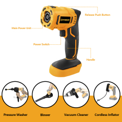 WORKSITE 4-In-1 Washer Gun Air Blower Cleaner Auto Car Washer Pump 20v Battery Power Portable Mini Cordless High Pressure Washer