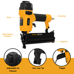 WORKSITE Air Nailer Stapler 2 In 1 Nail Gun Furniture Floor Wood Concrete Roofing Palm 18 Gauge Portable Pneumatic Brad Nailer