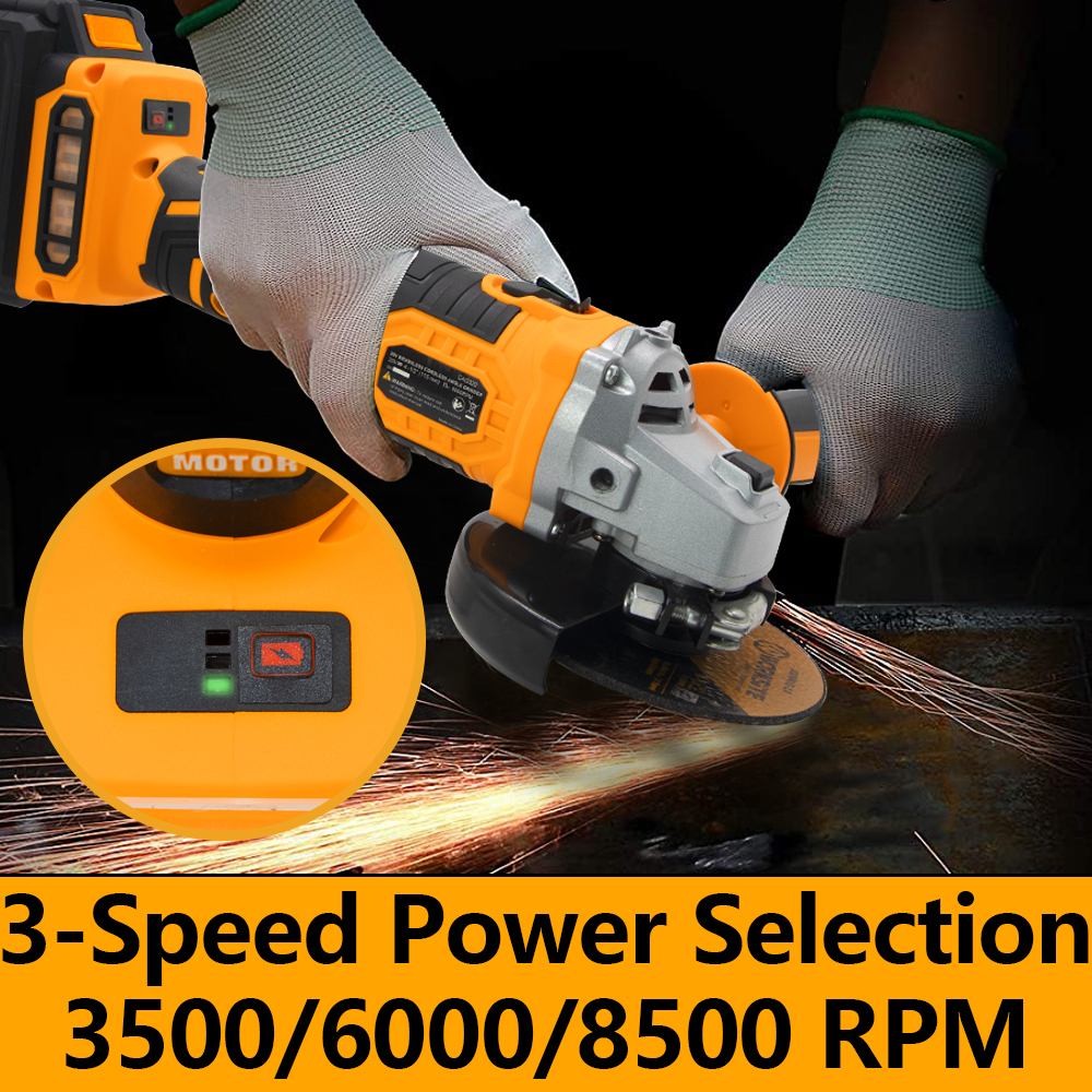 WORKSITE Angle Grinder Cutting Grinding Tools Variable Metal Cutter Machine  20V Battery Power 115mm Mini Cordless