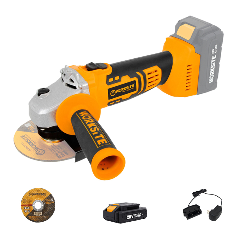 WORKSITE Angle Grinder Cutting Grinding Tools Variable Metal Cutter Machine 20V Battery Power 115mm Mini Cordless Angle Grinder