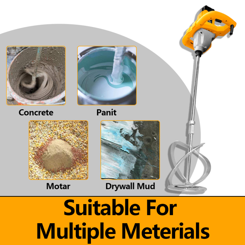 WORKSITE電気コンクリートセメントミキサーシンセットモルタルグラウトプラスターセメントドリル攪拌ツール1400W調整可能なハンドヘルドミキサー