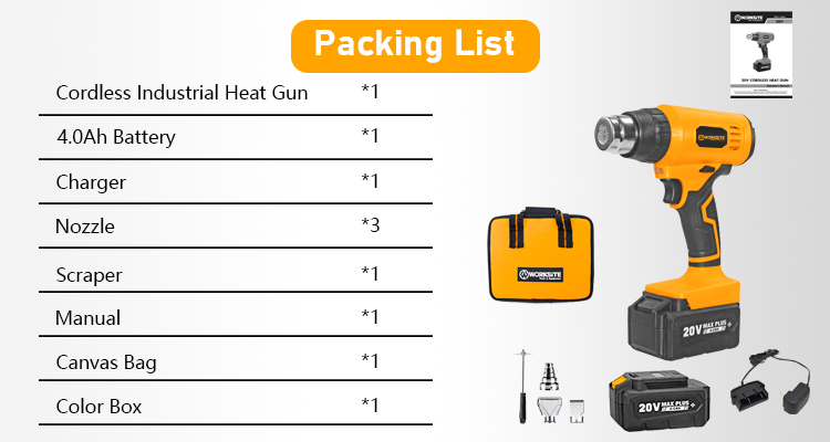 Heat Gun Cordless Hot Air Gun Industrial Handheld Electric Heat
