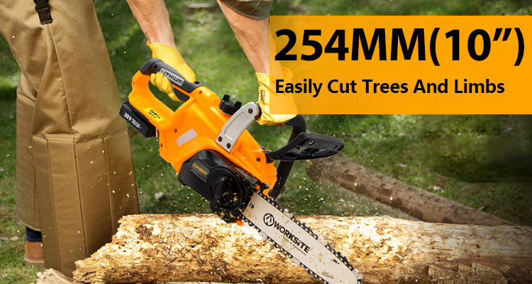 WORKSITE Professional Chain Saw Tree Cutting Machine Steel Chainsaw Wood  Power Saws 20V Battery Brushless Cordless