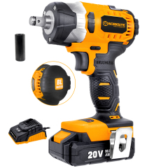 WORKSITE Brushless Impact Wrench Heavy Duty 3 Speed 20V Battery Power Tools 1/2" High Torque Adjustable Cordless Impact Wrench