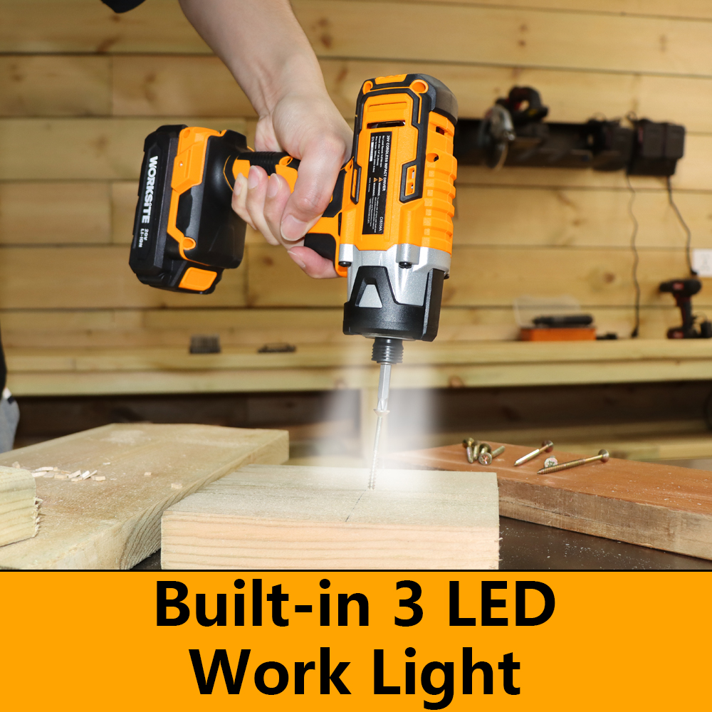 WORKSITE 20V Cordless Impact Driver 1/4" High Torque 250N.m Lithium-ion Battery Power 6.35mm Screw Impact Drivers