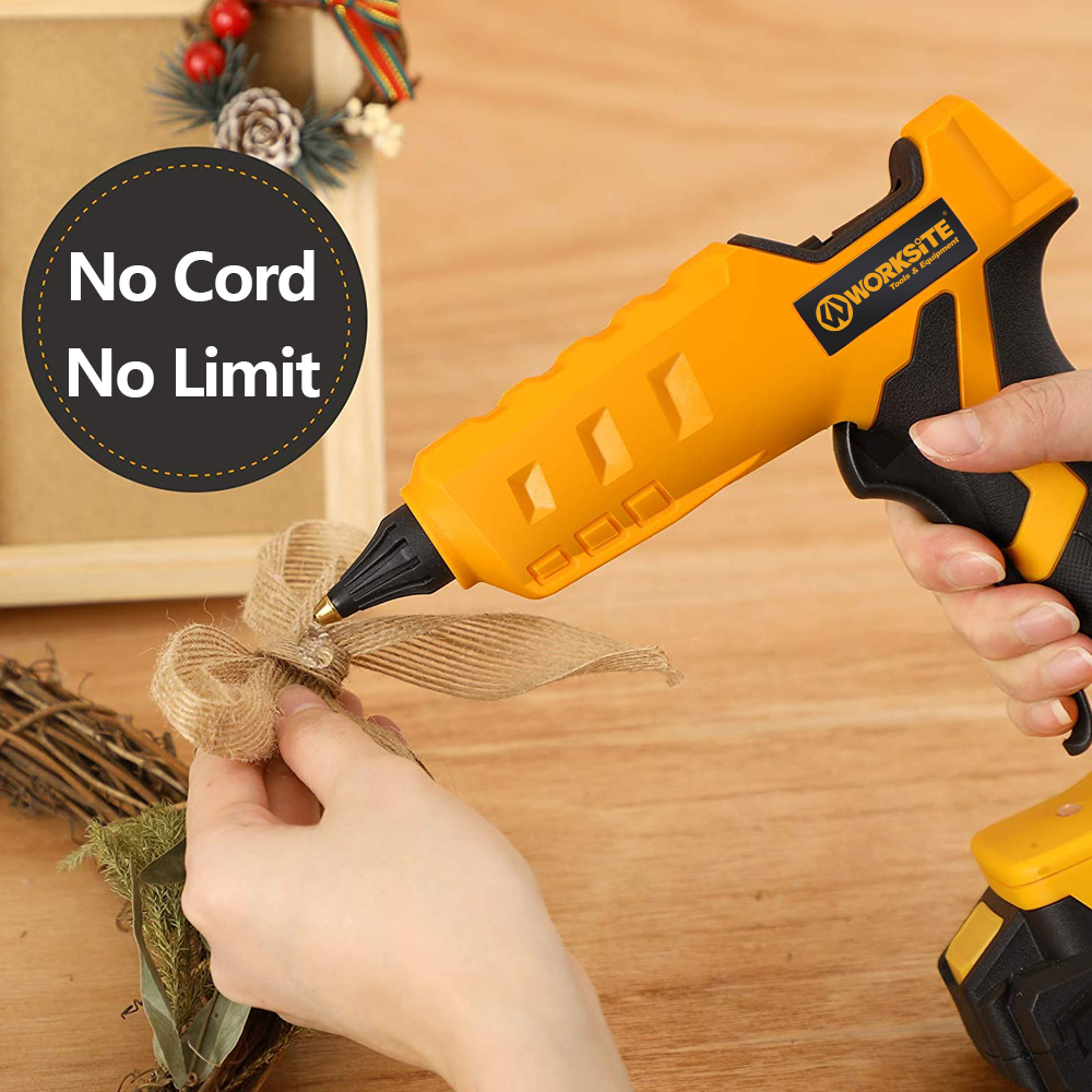 WORKSITE Hot Melt Glue Gun DIY Crafts Tools 60W Rechargeable 20V Battery  Power Small Cordless Glue Gun with Glue Sticks,Cordless Power Tools