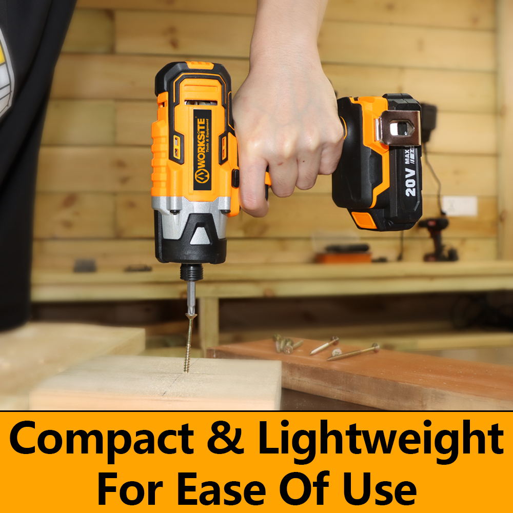 WORKSITE 20V Cordless Impact Driver 1/4" High Torque 250N.m Lithium-ion Battery Power 6.35mm Screw Impact Drivers