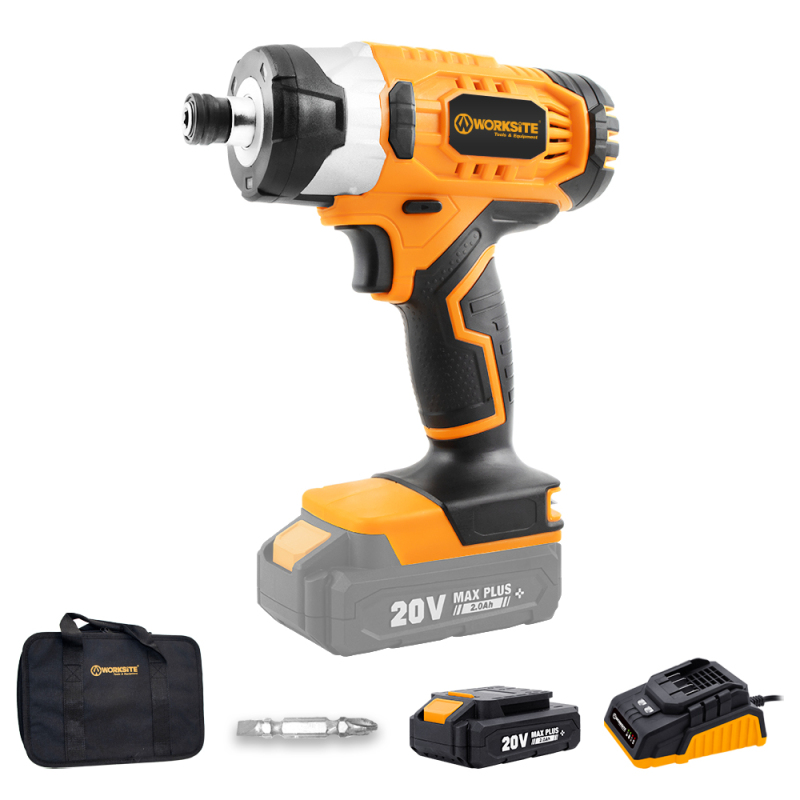 WORKSITE 20V Impact Driver Drill Lithium-ion Battery Power Tools Wood Metal Plastic Screwing Compact Portable Cordless Impact Driver