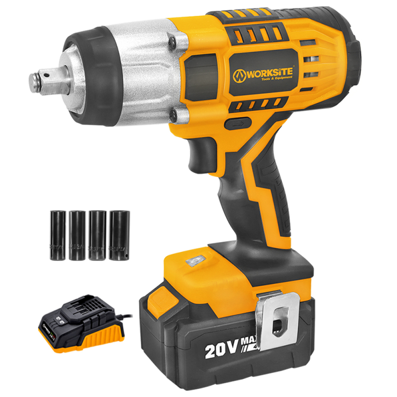 WORKSITE High Torque 400N.m Cordless Impact Wrench Tire Wrench 20V Lithium-ion Battery Power Impact Wrenches