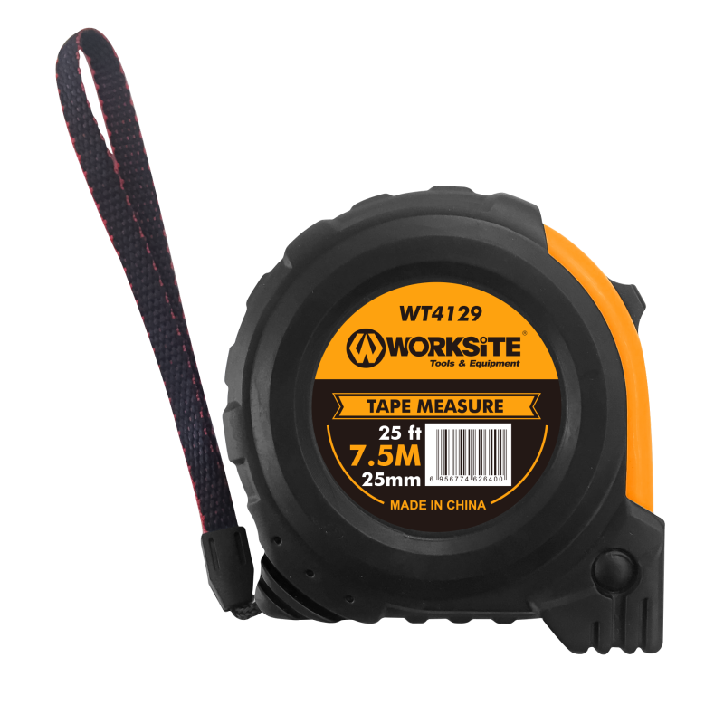 WORKSITE Tape Measure Tools Rubber Coat Mini Tape Measure 7.5mx25mm Tape Measure with Belt Clip