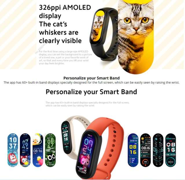 Wholesale Global Version Xiaomi Mi Band 6 Smart Bracelet 1.56"AMOLED Screen miBand 6 Heart Rate Fitness Traker Bluetooth 5 ATM Waterproof