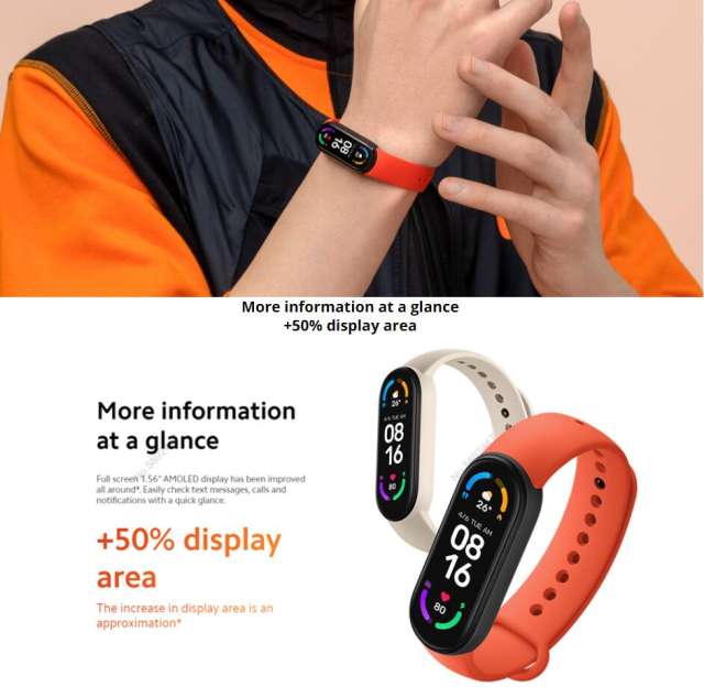 Wholesale Global Version Xiaomi Mi Band 6 Smart Bracelet 1.56"AMOLED Screen miBand 6 Heart Rate Fitness Traker Bluetooth 5 ATM Waterproof