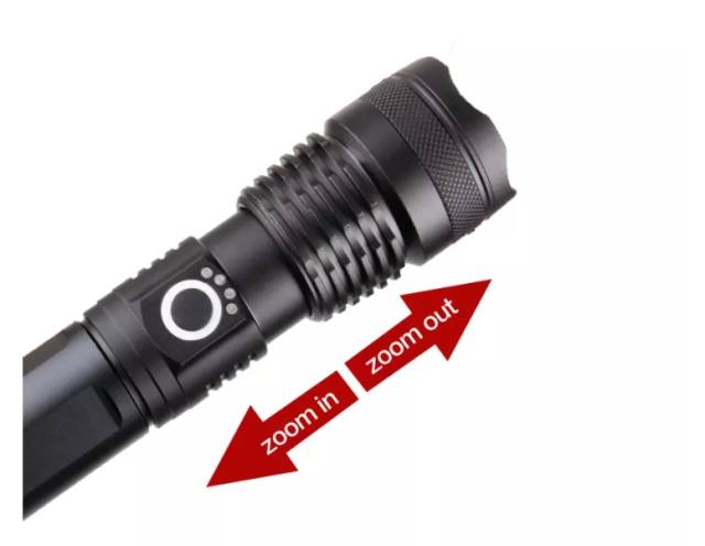 5 Modes Zoomable Handheld Light Flashlights LED XHP50, Rechargeable 3000 High Lumens LED Tactical Flashlight