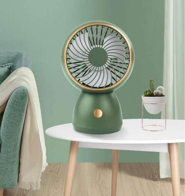 Small Portable Electric Desktop Fan with 3 Speeds Strong Airflow, Ultra Quiet, Mini USB Rechargeable Battery Operated Table Fan for Office/Room/Travel-Green