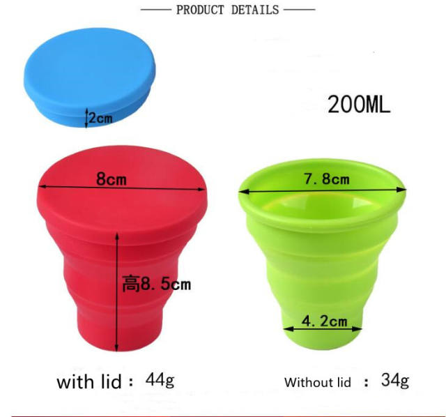 Silicone Collapsible Travel Water Cup,Portable Camping Cup with Lids Food Grade Mugs Set for Outdoor Drinking