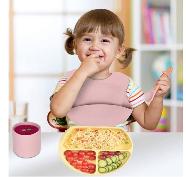 Silicone Plate Set Baby with Suction Feeding Placemat Set Non-Slip Toddlers Food Feeding baby plate set for Children