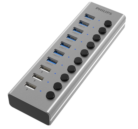 Philips SWR1531 multi-function hub with switch - on - off 10 PC USB multi-port splitter