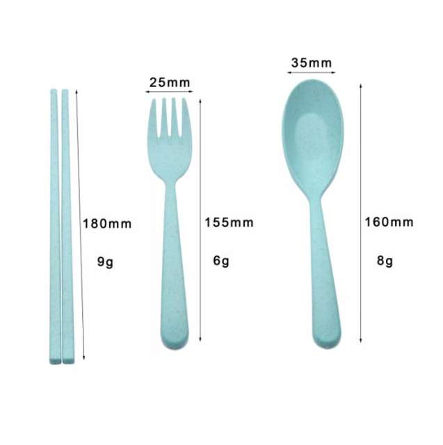 Wheat Straw Silverware Portable Cutlery Spoon Knife Fork Tableware Set with Case