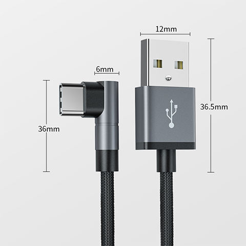 Philips 1.2M 3A Type C USB Data Cable Type-c Elbow Forming Line 90 Degree Nylon Cable