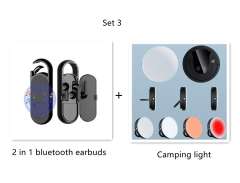 Set 3 2 in 1 TWS wireless bluetooth earbuds and Out door camping light