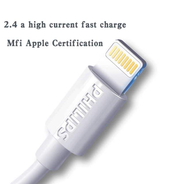 Philips iphone charger 2.4A Fast charge apple cable TPE mfi authorized factory charging line mfi cable for iphone
