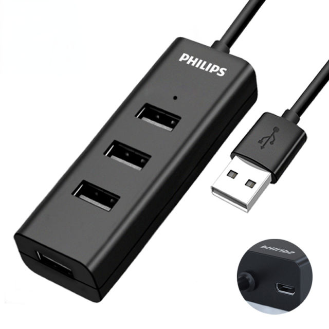 Philips high Speed Data Transfer Aluminum 4 ports 4 In 1 USB 2.0 USB HUB SWR1529I