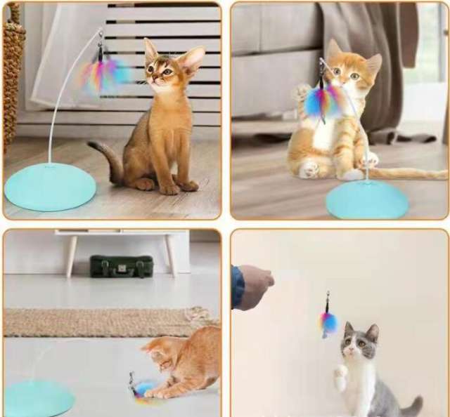 2022 new multi-functional pet toy automatic cat making device somatosensory automatic turntable feather metal bell