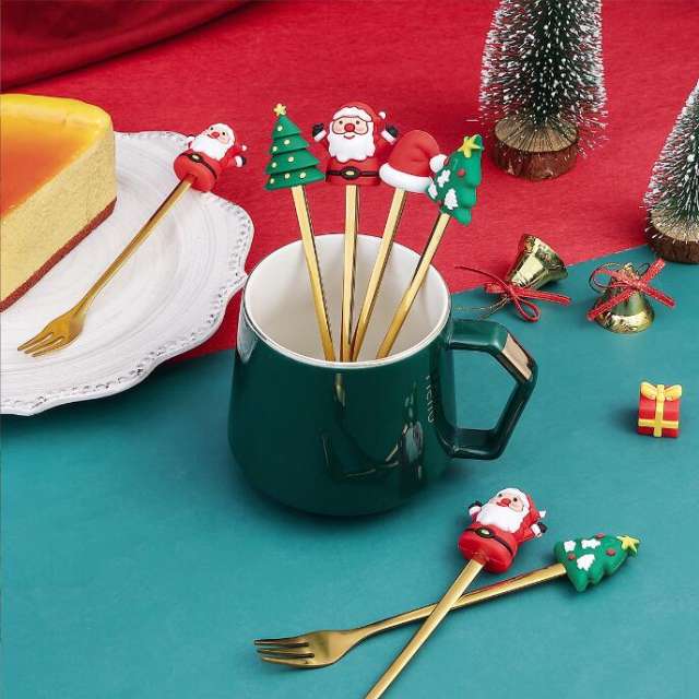 Christmas Spoon Gift Set Stainless Spoons Set 4 Pieces Tea Spoons Soup Spoon Cute Eating Utensils Flatware Sets With Gift Box