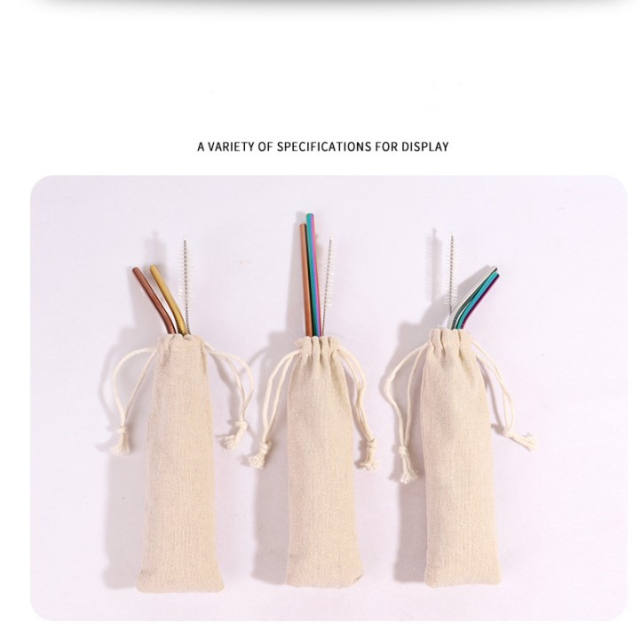 Multifunction Cotton and Linen Pouch Bag Straw Carrying Case