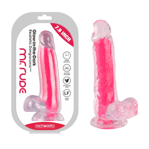 Mr. Rude 7.9”Glow-in-the-Dark Dong Pink
