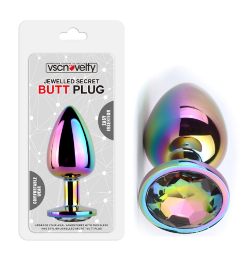 Jewelled Secret Butt Plug Rainbow-Medium