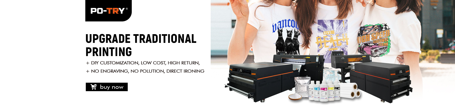 24-inch T-Shirt/Hoodie/Cap Printer, DTF Inkjet Roll-to-Roll with Vibrator & Dryer