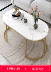 Modern design golden center table with marble top luxury in iron powder coating foldable home decor furniture garden indoor
