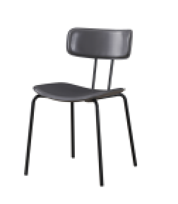 Italian Like Leather Covering PP Black Metal Steel Frame Dining Chair
