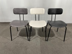Italian Like Leather Covering PP Black Metal Steel Frame Dining Chair