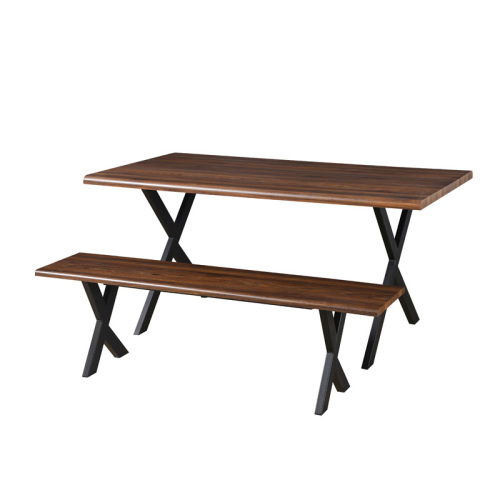 Modern luxury MDF wood top metal frame rectangular dining room tables set