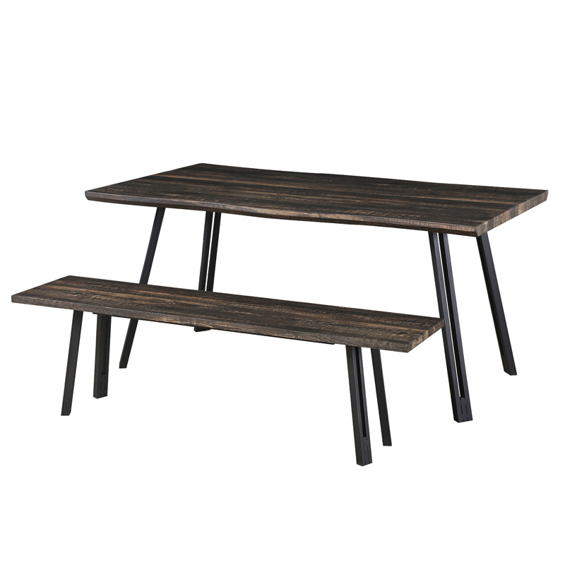 Modern luxury MDF wood top metal frame rectangular dining room tables set