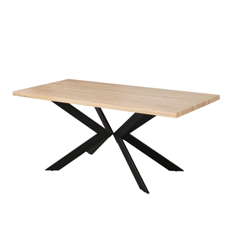Good Quality Dining Room Furniture MDF Long Dining Table Black Sanding Metal Leg Reception Table Restaurant Table