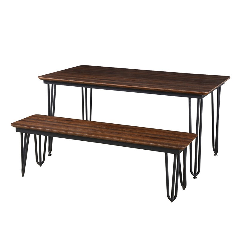 Modern luxury MDF wood top metal frame rectangular dining room tables set