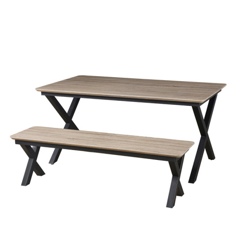 Modern luxury MDF wood top metal frame rectangular dining room tables set