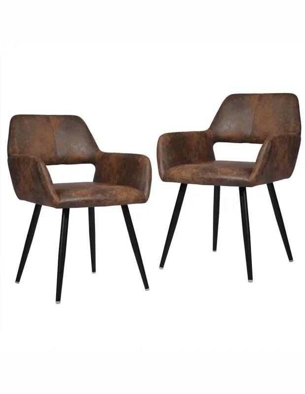 Modern Italian New Metal Iron Foot Wood Grain Dining Chair Fabric Backrest Dining Chair